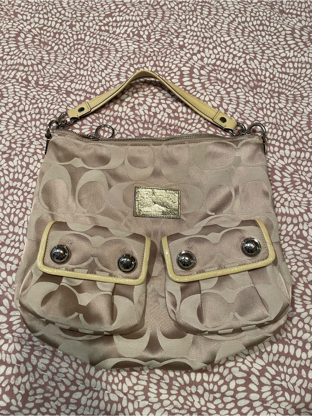 Coach Poppy Signature Double Pocket Hobo Bag